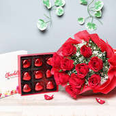 Combo of Red Roses Bunch and Chocolates