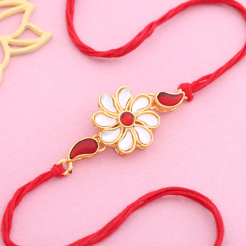 Red And Gold Kundan Rakhi