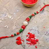 Red Green Beads Rakhi - One Designer Rakhi
