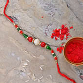 One Designer Rakhi - Red Green Beads Rakhi