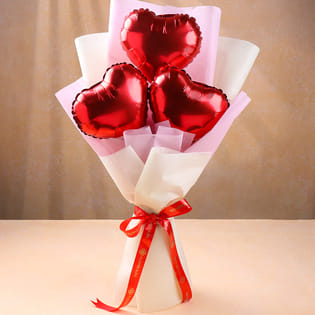 Red Heart Balloons Bouquet