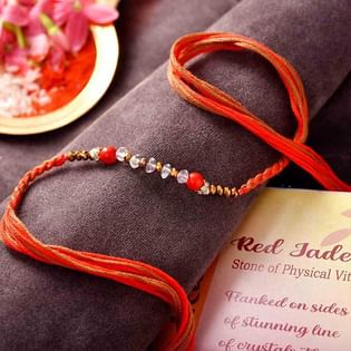 Red Jade Semi Precious Stone Rakhi