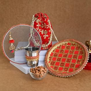 Red Karwa Chauth Hamper N Almonds