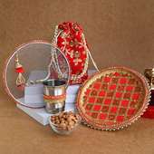 Buy Red Karwa Chauth Thali Set N Almonds Online