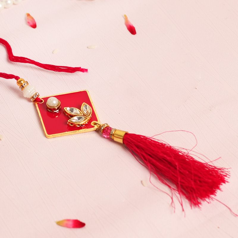 Red Kundan Lumba Rakhi