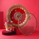 Red lace Karwa chauth thali set online