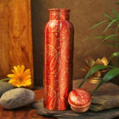 Red Leaf Handmade Copper Bottle