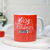 Side View of Red Colour Cutomised Mug For Christmas