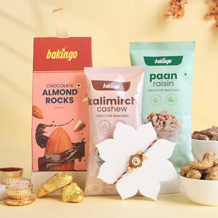 Red N Blue Mandala Rakhi With Flavoured Dry Fruits