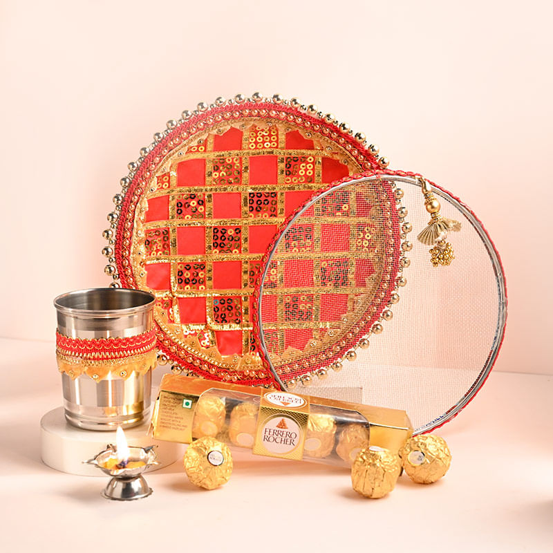 Golden Karwa Chauth Thali Set