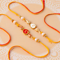 Red N White Mauli Thread Rakhi Set of 2