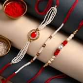 Send Red N White Rakhi Trio for Brother Online - Divine Rakhi