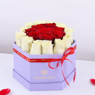 Red N White Rose Harmony In Lavender