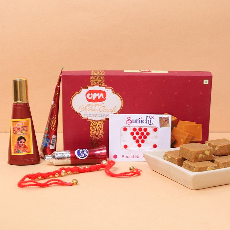 Buy Red Pious Shringar With Sweets Online