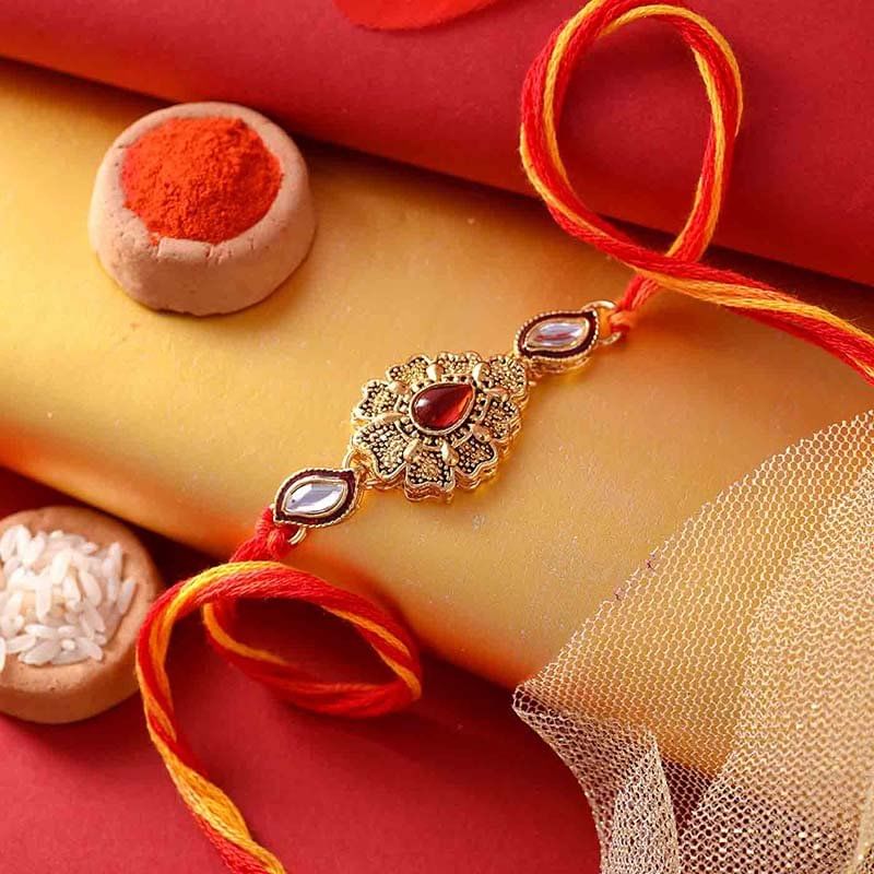 Red Premium Stone Rakhi
