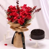 Red Rose Bouquet N Chocolate Cake Combo