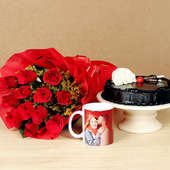Red Rose Choco Cake and Custom Mug Combo