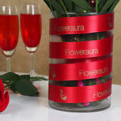 Red Roses and Ferrero Rochers in a Glass Vase