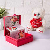 Red Rose Trail Box N Teddy For Valentines Day