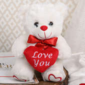 Red Roses Greeting Card N Teddy Combo
