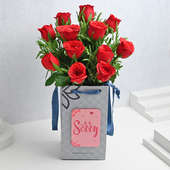 Red Roses N Apology Pop Up Card