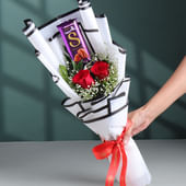 Red Roses N Dairy Milk Chocolate Bouquet