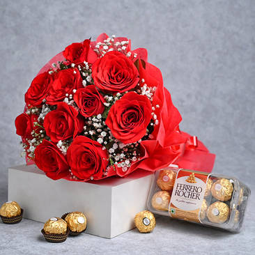 Cuore rosso e Ferrero Rocher - Blooms Shop