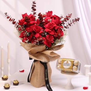 Red Roses N Ferrero Rocher Combo Red Roses N Ferrero Rocher Combo
