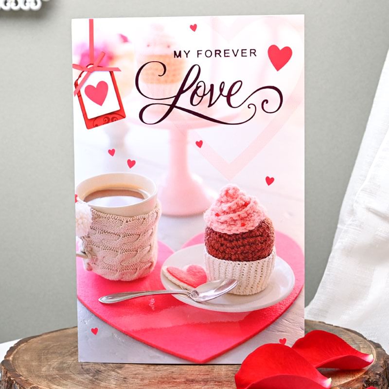 Red Roses N Greeting Card Combo