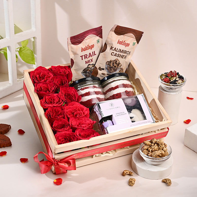 Red Roses N Indulgent Treats Festive Hamper