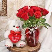Red Roses N Teddy Combo