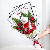 Red Roses N Teddy Love Bouquet
