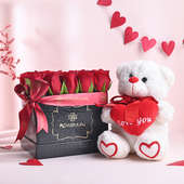 Red Roses N Teddy Valentines Duo