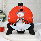 Red Snowman Table Clock - A Perfect Gift for Christmas