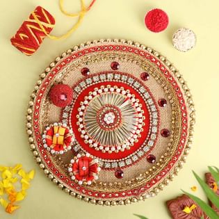 Red Stone N Beads Tikka Thali
