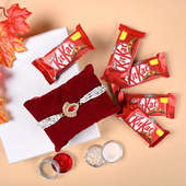 Red Stone Rakhi N Chocolates - Designer Rakhi With Chocolate Online