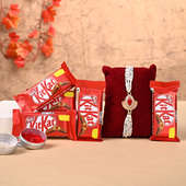 Red Stone Rakhi N Chocolates - Designer Rakhi With Chocolate Top View