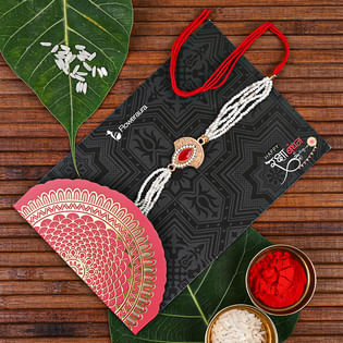 Designer Rakhi Full View With Roli And Chawal