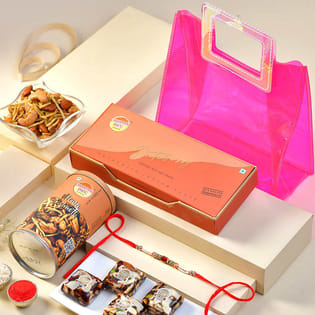 Red Stone Rakhi N Gourmet Treats Hamper