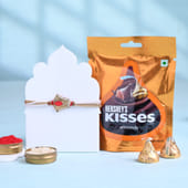 Red Stone Rakhi With Choco Almonds