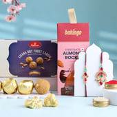 Red Stones Bhaiya Bhabhi Rakhis With Sweets Treats