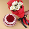 Red Velvet Cake N Gerberas Combo