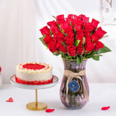 Red Velvet Cake N Regal Roses Combo