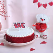 Red Velvet Cake N Teddy Combo