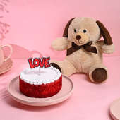 Red Velvet Cake N Teddy Valentine Combo