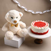 Red Velvet Cake With Cute Teddy