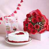 Red Velvet Cake With Roses N Greeting Card