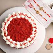 Red Velvet Cake With Two Pearls N Beads Rakhis