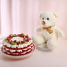 Red Velvet Fruit Cake N Teddy Bear Combo