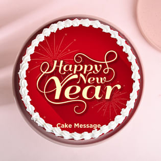 Red Velvet New Year Theme Cake